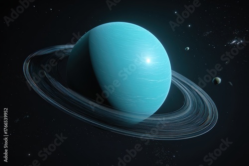 Turquoise Gas Giant with Thin Rings – Realistic Space Visualization