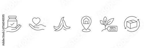 Ethical production thin line icons. Eco, eco delivery, ecology, environmentally friendly, green energy. Vector illustration.