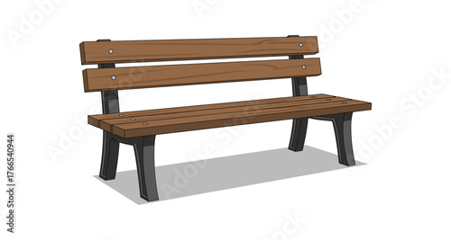 Simple wooden bench with metal legs in modern classic design