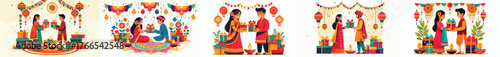 Indian couple giving gifts to each other in Diwali celebration