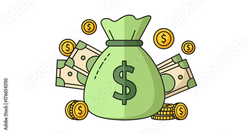 illustration vector of a money bag with dollar sign