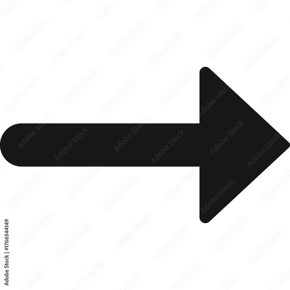 Fototapeta premium A Solid Black Arrow Pointing To The Right On A Transparent Background Isolated Graphic Element
