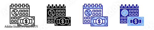 Payment Schedule  Icon Set Multiple Style Collection