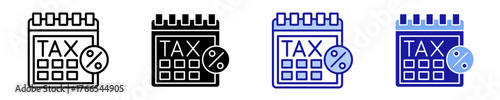 Tax Calendar  Icon Set Multiple Style Collection