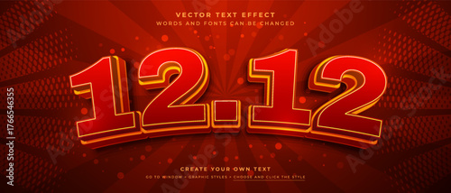 Sale 12 12 text effect in red comic style on a starburst background