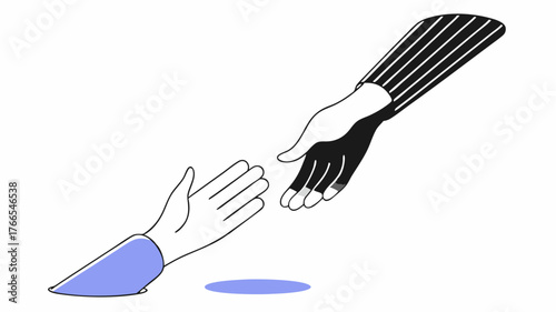 Outstretched hands reaching towards each other in a supportive gesture with bright vibrant colors contrasting against a subtle shadow beneath.