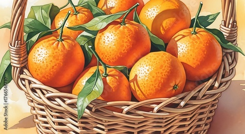 Basket of Fresh Oranges - A Vibrant Citrus Harvest.