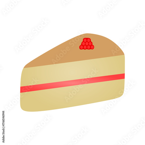 raspberry cake slice vector illustration
