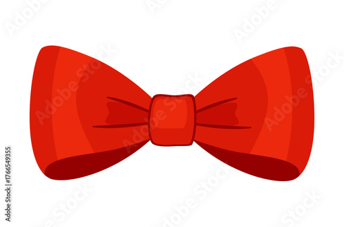 Red bow, gift ribbons. Hand drawn trendy flat style. Hair accessories. Bow knot for gift wrapping. Gift bow. For Christmas and Valentines cards, packaging, festive decorations. Vector illustration