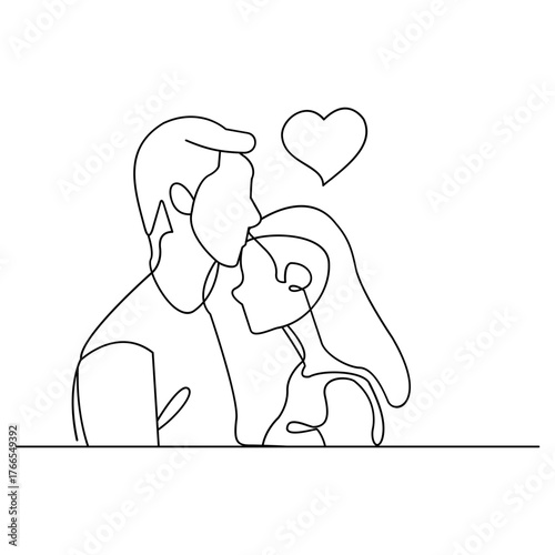 Continuous Line Art of Couple in Love