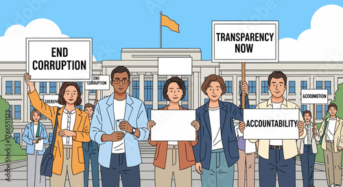 Anti-Corruption Rally at Government Building: Transparency and Accountability