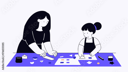 A supportive workshop scene where parents are engaged in handson activities like crafting or cooking fostering creativity and teamwork in parenting.