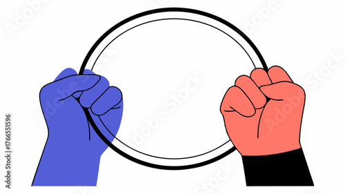 A visual representation of hands drawing a large circle in the air suggesting collaboration and collective effort with contrasting colors representing different backgrounds and