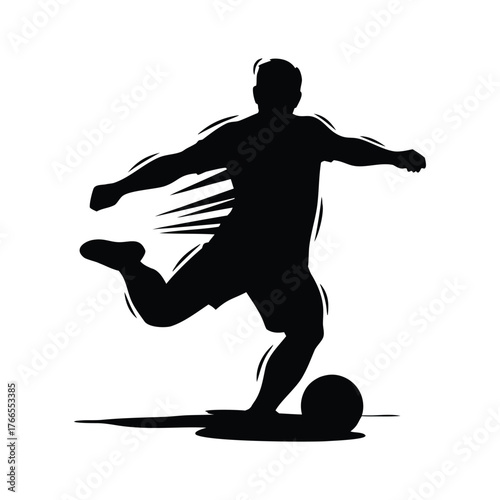Dynamic Soccer Player Kicking Ball Silhouette Vector  Action Speed Football Minimalist Graphic Icon
