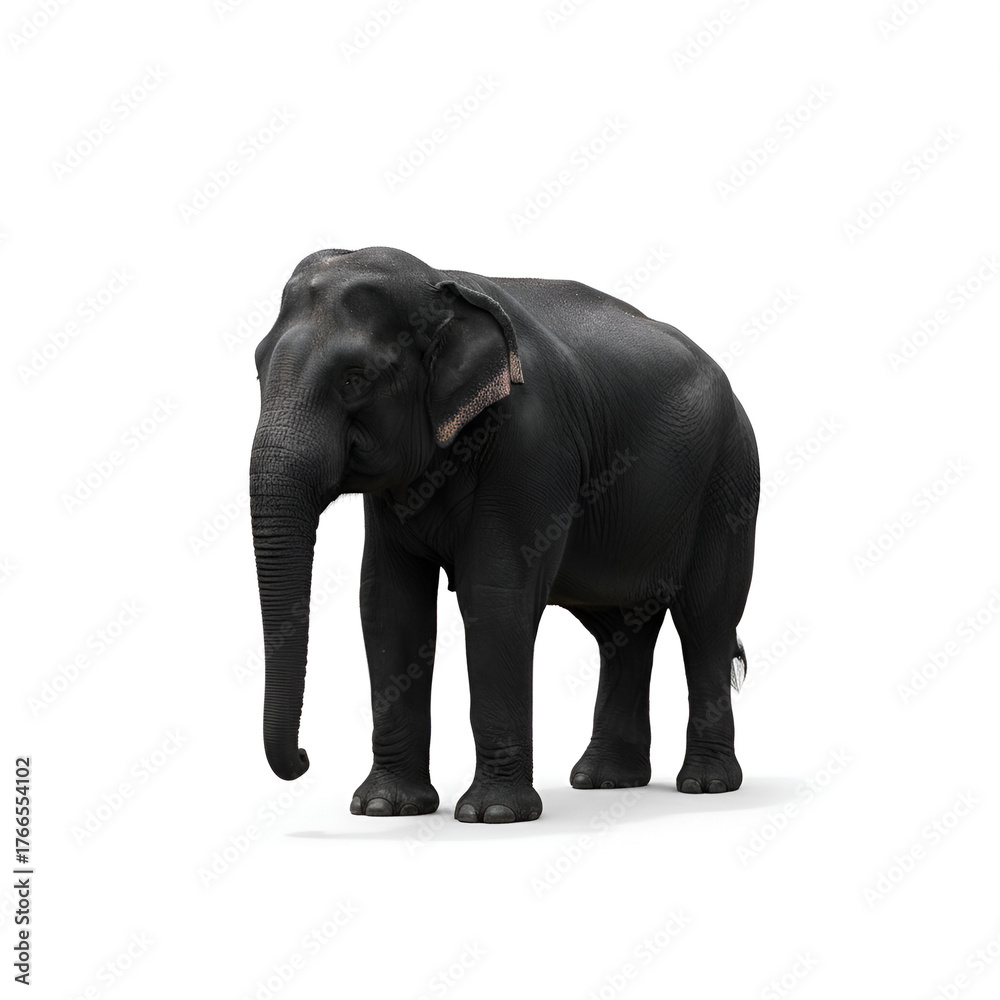 Fototapeta premium Majestic Elephant on White Background – High-Resolution Wildlife Photography for Nature and Art Projects