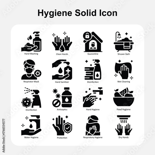 Personal Hygiene and Daily Body Care Solid Icons Set 1