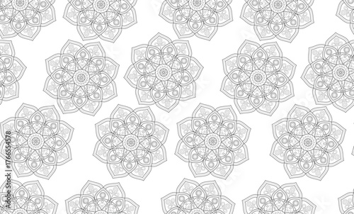 Detailed circular mandala texture for surface design and packaging. Seamless pattern in vector.
