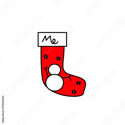 Festive Christmas Shoe Icon in Cartoon Style