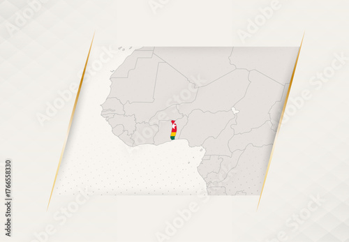 Togo Country Map Featuring National Flag Colors.
