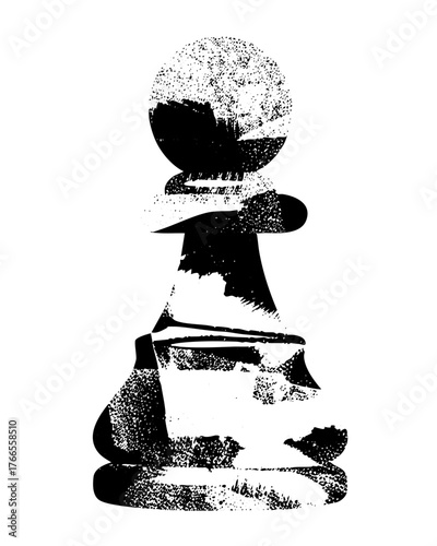 Chess piece balances on pedestal texture