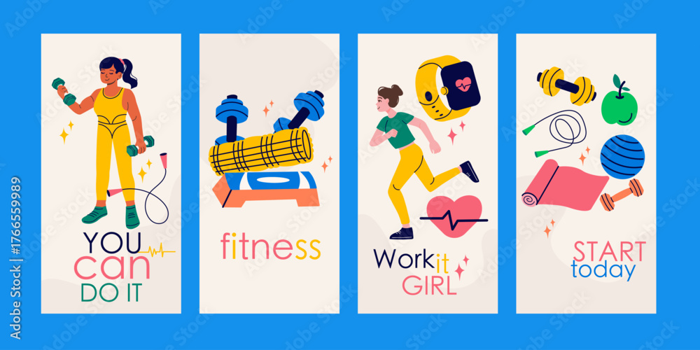 Fototapeta premium Collection of instagram social media stories with differentt inscriptions