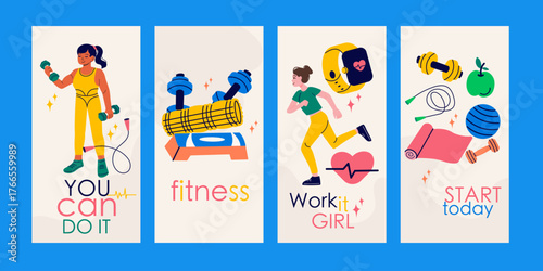 Collection of instagram social media stories with differentt inscriptions