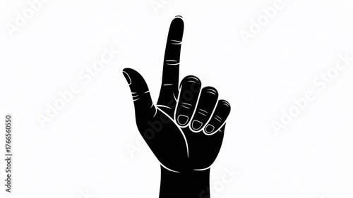 A Black and White Illustration of a Hand with Index Finger Pointing Up — Gesture Vector Art