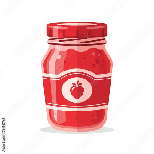 Strawberry jam illustration in a jar, perfect for branding and packaging