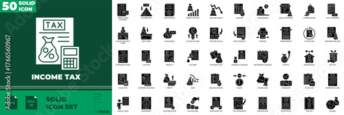 Income Tax Solid Editable Icons set.