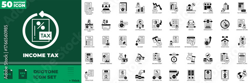 Income Tax Duotone Editable Icons set.