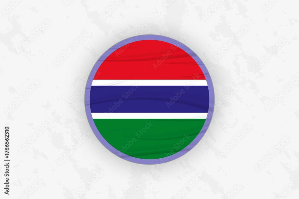 Naklejka premium Gambia Flag Circular Sticker Design, National Pride Decal.