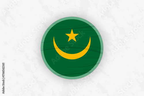 Mauritania Flag Circular Sticker Design, National Pride Decal.