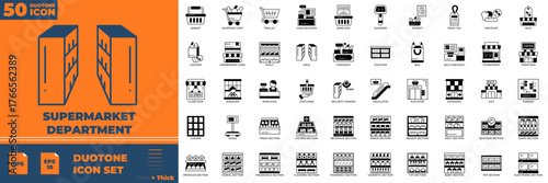 Supermarket Department Duotone Editable Icons set.