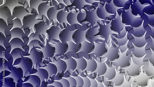 Abstract pattern of interlocking curved shapes in shades of blue and gray