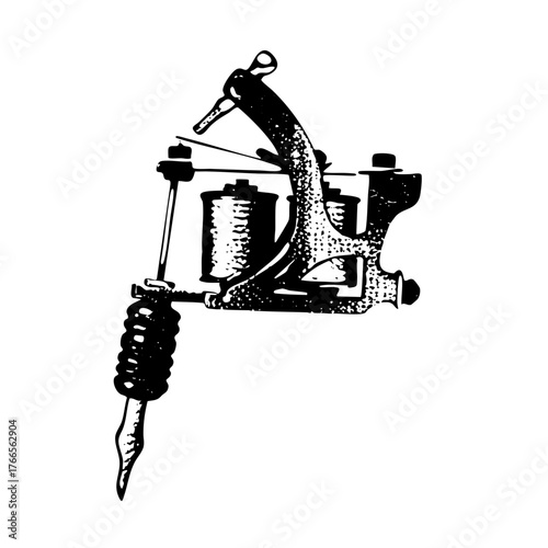 Tattoo machine illustrates artistry in a vintage studio