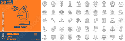 Biology Line Editable Icons set.