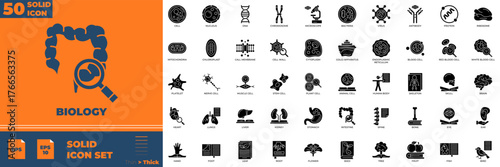 Biology Solid Editable Icons set.