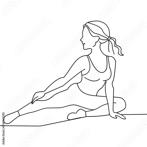 Line Art of Woman Doing Yoga Stretch