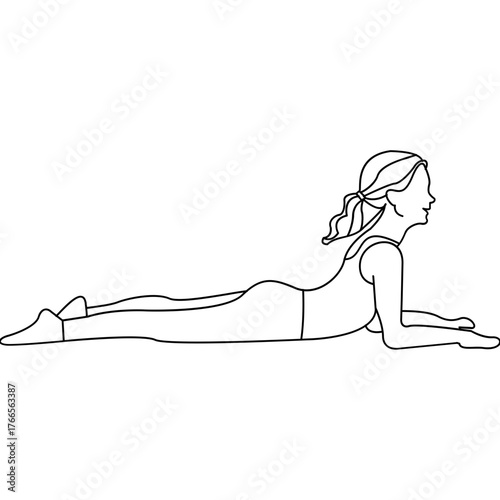 Vector Illustration of Woman in Sphinx Yoga Pose