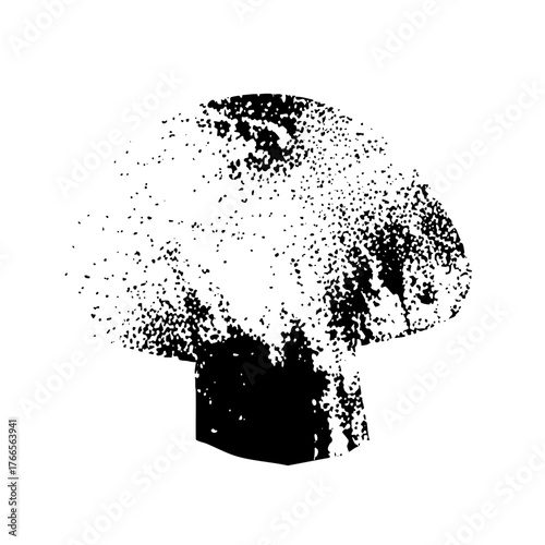 Mushroom disintegrates into particles in a conceptual illustration