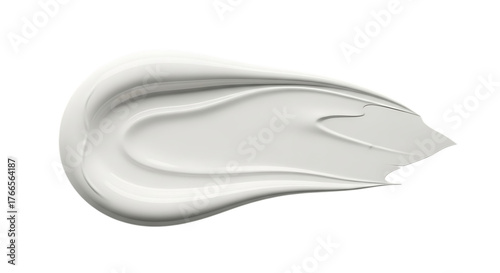 A smooth white cosmetic cream swatch with elegant curves isolated on white background