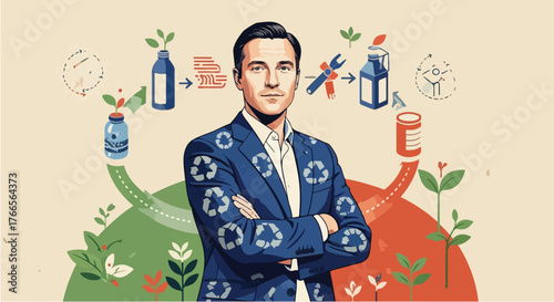 Circularity Officer – Modern Business Vector Symbolizing Regenerative Design and Sustainable Economy