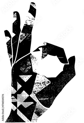 Hand Sign Communicates Agreement in a Graphic Illustration