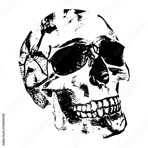Skull wears sunglasses in a grunge aesthetic