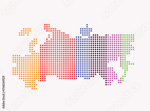 Includes the map of russia with the flag of usa on a white background.