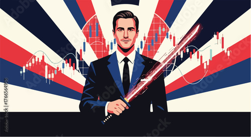 Corporate Samurai – Modern Vector Portrait Symbolizing Discipline and Strategic Business Warfare 2