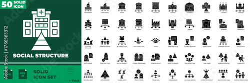 Social Structure Solid Editable Icons set. Vector illustration in modern thin solid style of social structure icons: social, structure, hierarchy, etc