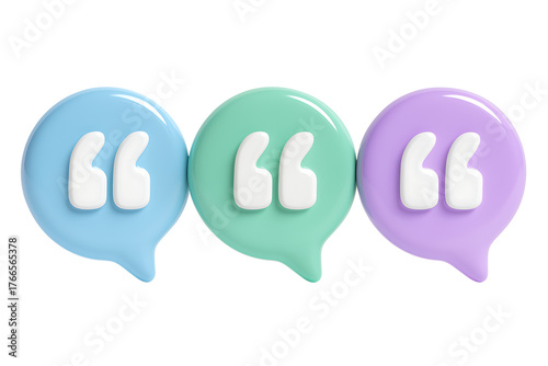 3d quote bubbles isolated on transparent background