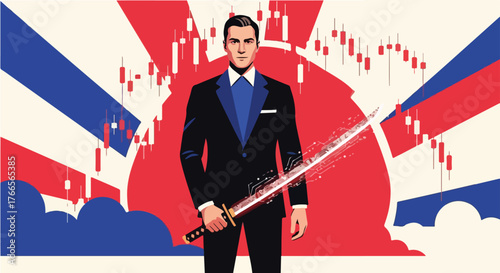 Corporate Samurai – Modern Vector Portrait Symbolizing Discipline and Strategic Business Warfare
