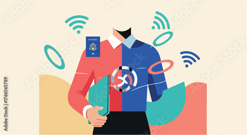 Digital Nomad 2.0 – Modern Vector Illustration of Remote Work and Global Entrepreneurship